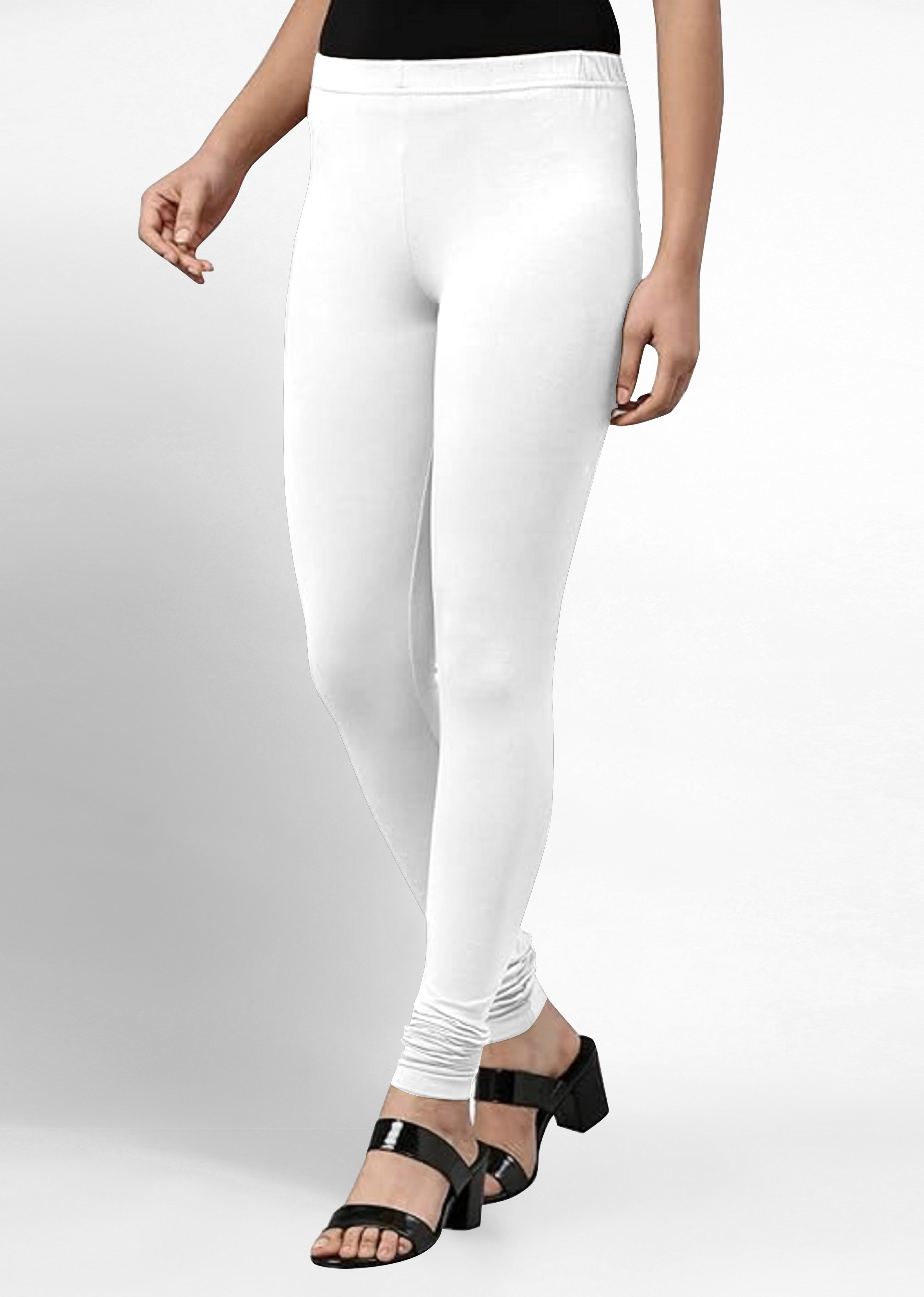 Women's Super Combed Cotton Elastane Stretch Churidar Length Leggings with Ultrasoft Waistband