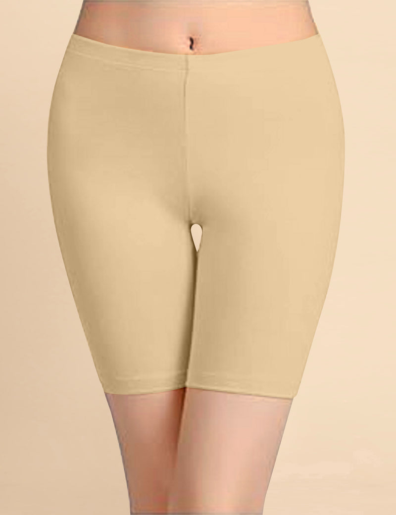 High Coverage Super Combed Cotton Elastane Stretch Mid Waist Shorties with Concealed Waistband Boy Shorts