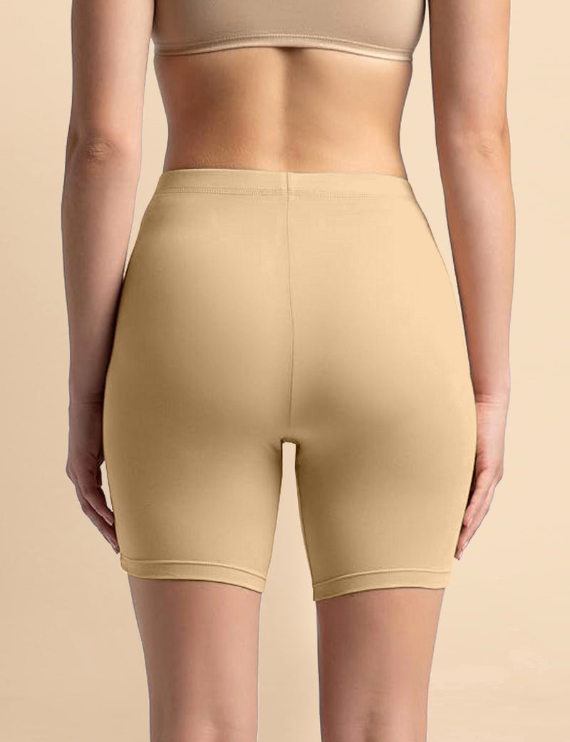 High Coverage Super Combed Cotton Elastane Stretch Mid Waist Shorties with Concealed Waistband Boy Shorts