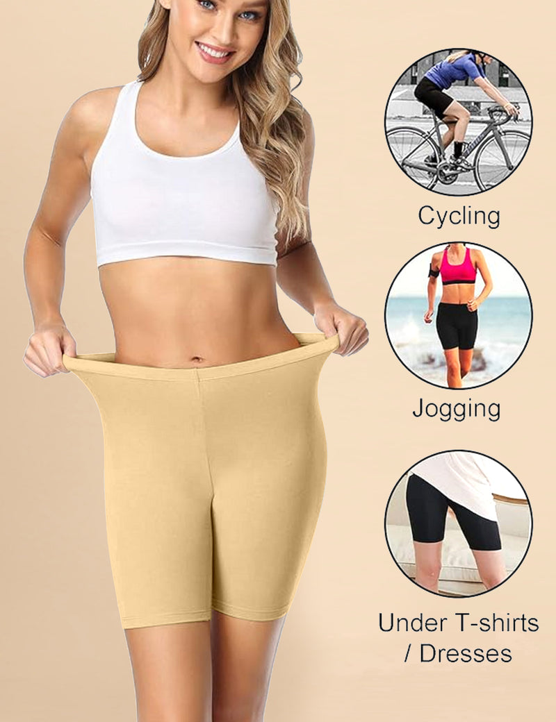 High Coverage Super Combed Cotton Elastane Stretch Mid Waist Shorties with Concealed Waistband Boy Shorts