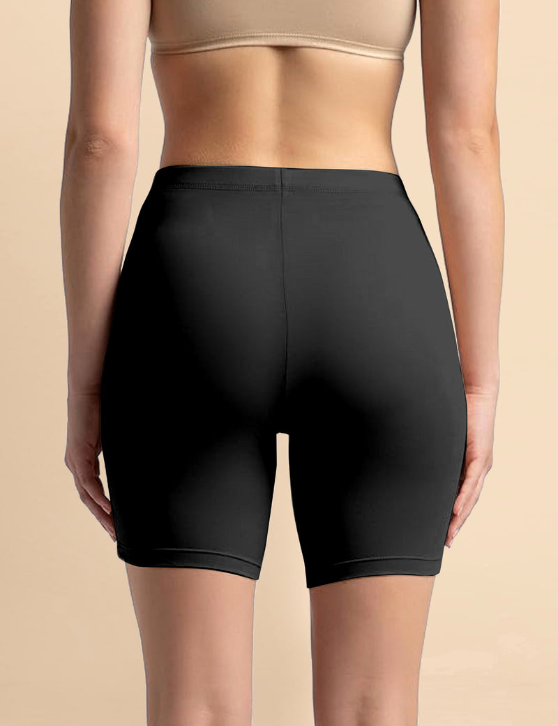 High Coverage Super Combed Cotton Elastane Stretch Mid Waist Shorties with Concealed Waistband Boy Shorts