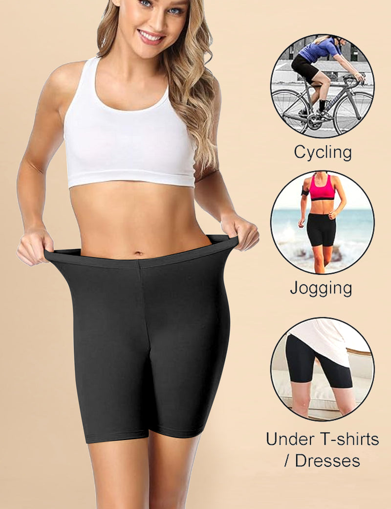 High Coverage Super Combed Cotton Elastane Stretch Mid Waist Shorties with Concealed Waistband Boy Shorts