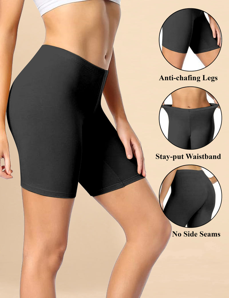High Coverage Super Combed Cotton Elastane Stretch Mid Waist Shorties with Concealed Waistband Boy Shorts