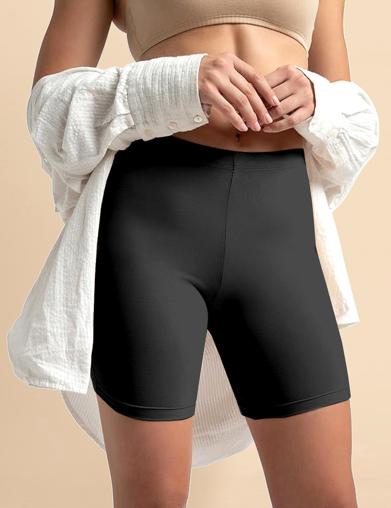 High Coverage Super Combed Cotton Elastane Stretch Mid Waist Shorties with Concealed Waistband Boy Shorts