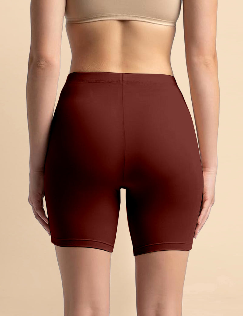 High Coverage Super Combed Cotton Elastane Stretch Mid Waist Shorties with Concealed Waistband Boy Shorts