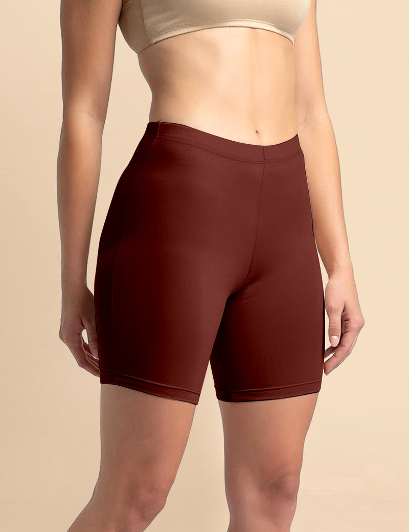 High Coverage Super Combed Cotton Elastane Stretch Mid Waist Shorties with Concealed Waistband Boy Shorts