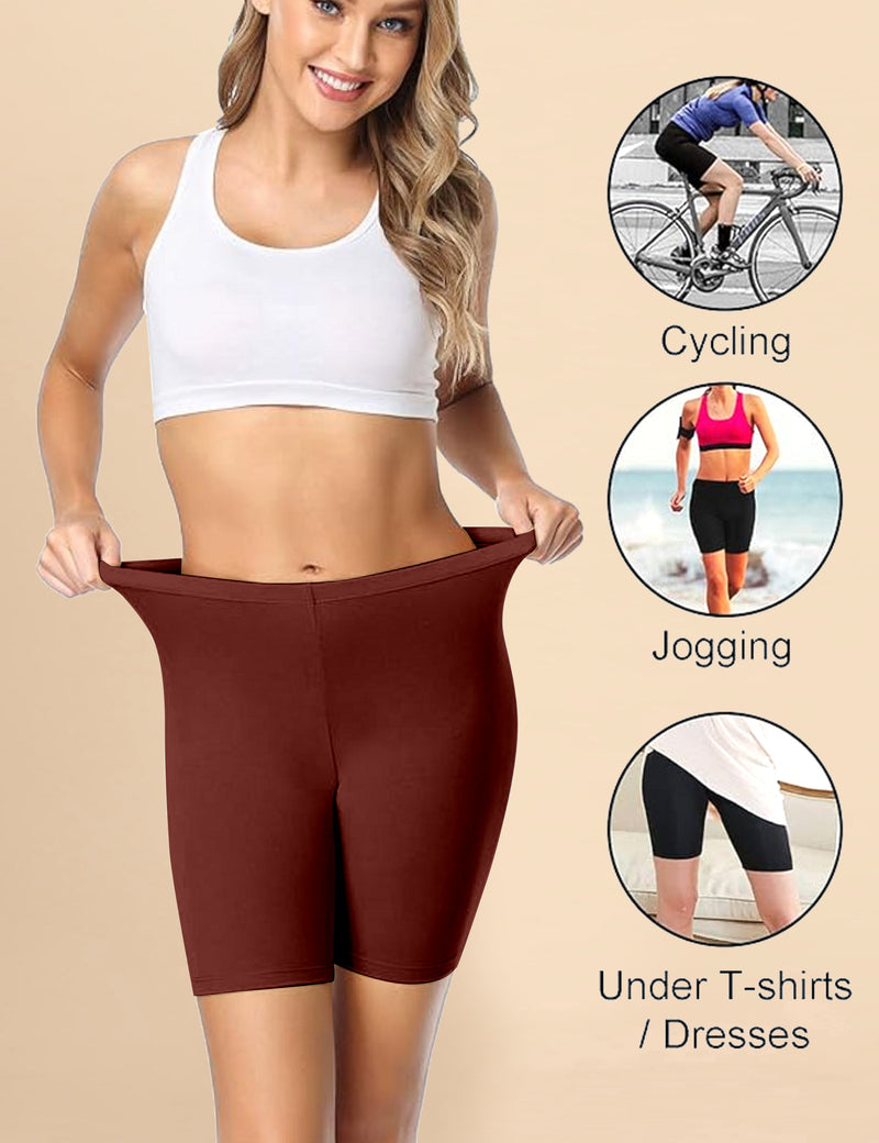 High Coverage Super Combed Cotton Elastane Stretch Mid Waist Shorties with Concealed Waistband Boy Shorts
