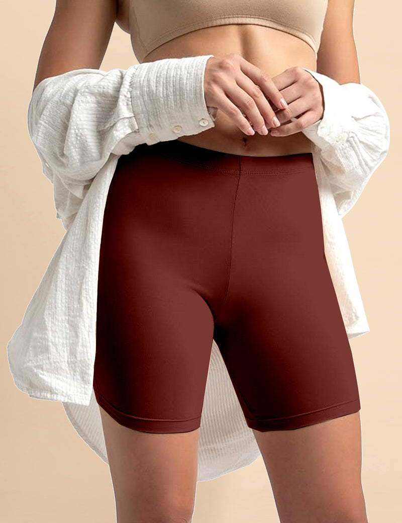 High Coverage Super Combed Cotton Elastane Stretch Mid Waist Shorties with Concealed Waistband Boy Shorts