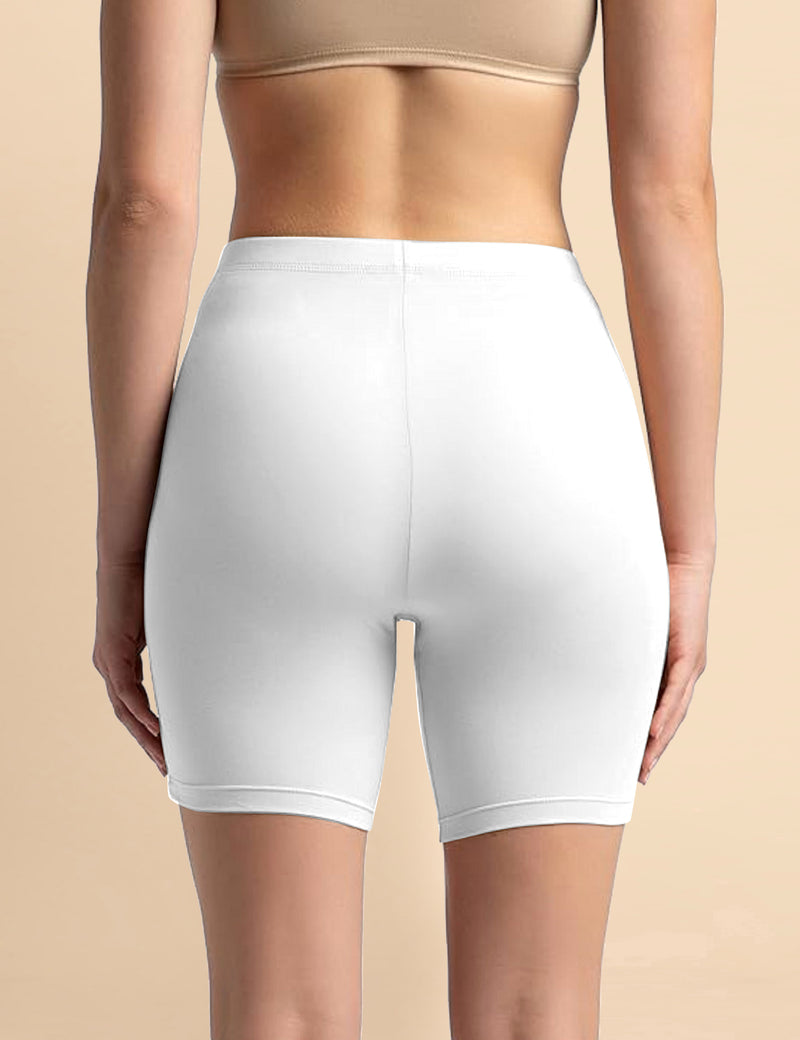 High Coverage Super Combed Cotton Elastane Stretch Mid Waist Shorties with Concealed Waistband Boy Shorts