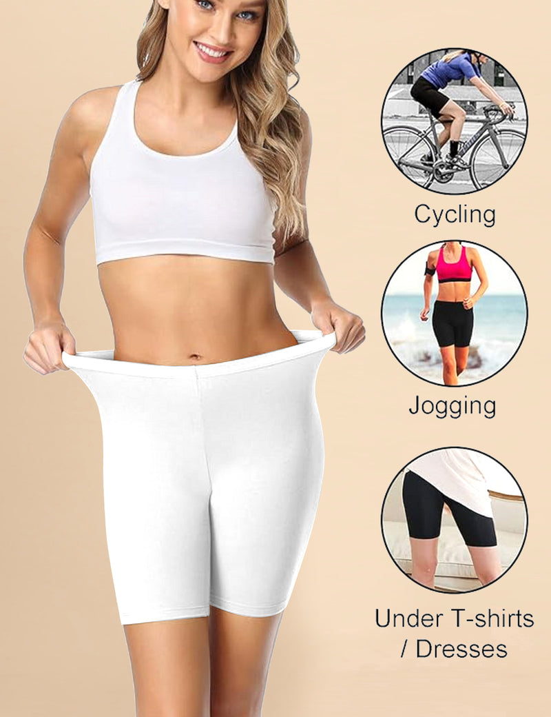 High Coverage Super Combed Cotton Elastane Stretch Mid Waist Shorties with Concealed Waistband Boy Shorts