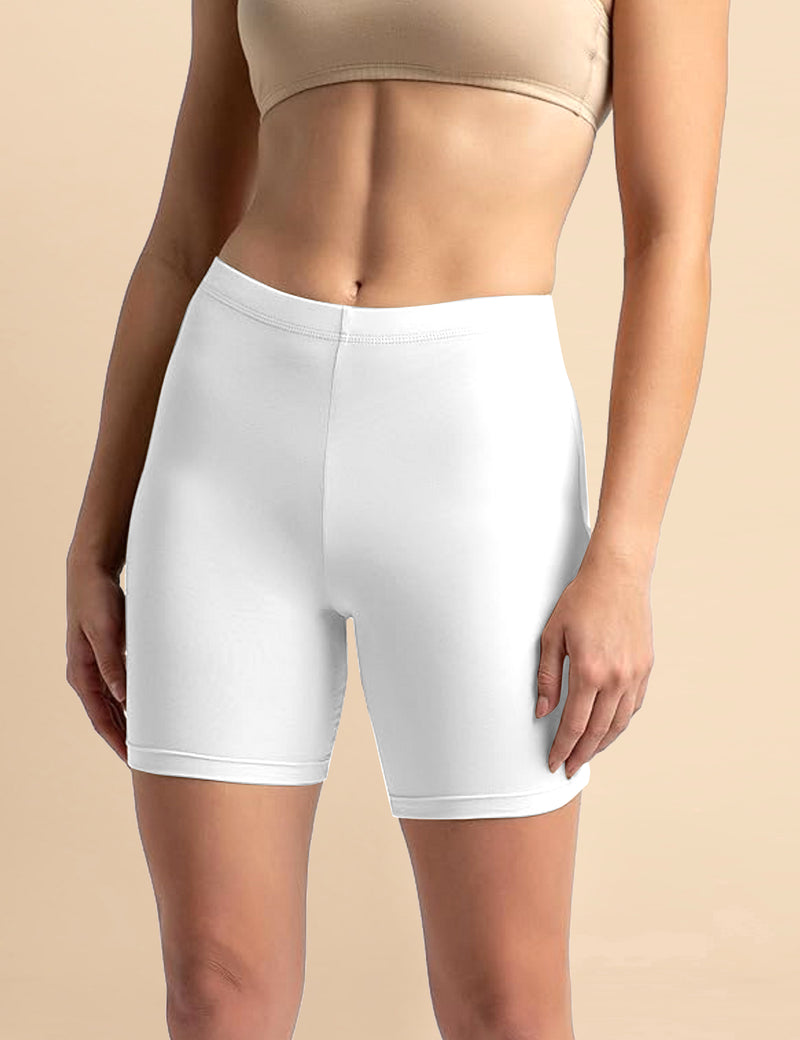 High Coverage Super Combed Cotton Elastane Stretch Mid Waist Shorties with Concealed Waistband Boy Shorts