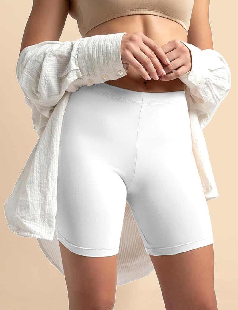 High Coverage Super Combed Cotton Elastane Stretch Mid Waist Shorties with Concealed Waistband Boy Shorts