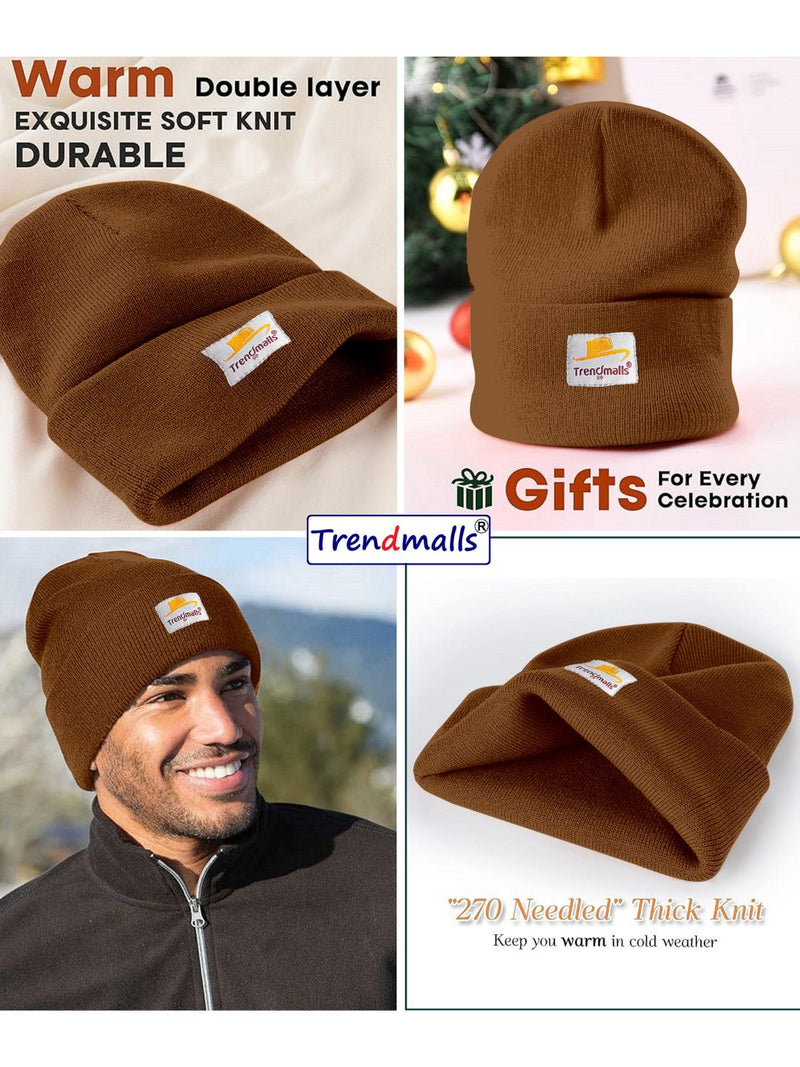 Mens/Women/Kids Cap Unisex Hat Knit Cuffed Beanie Cap for Men Stylish (Brown)