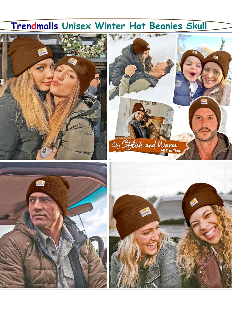 Mens/Women/Kids Cap Unisex Hat Knit Cuffed Beanie Cap for Men Stylish (Brown)