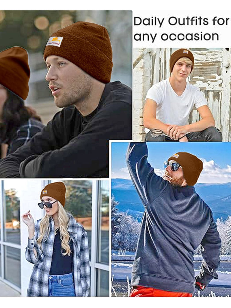 Mens/Women/Kids Cap Unisex Hat Knit Cuffed Beanie Cap for Men Stylish (Brown)
